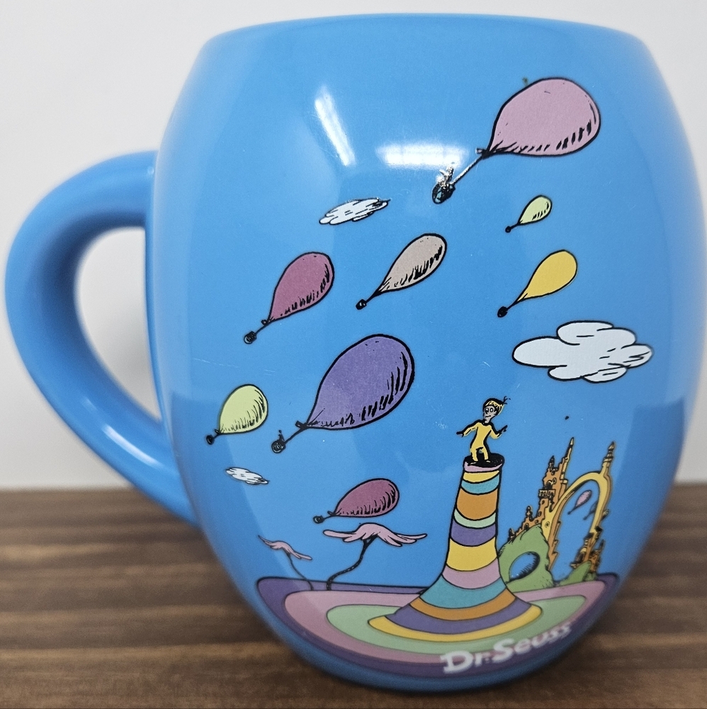 Dr Seuss Mug Oh The Places You'll Go Blue Ceramic Oval - Picture 2 of 4